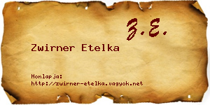 Zwirner Etelka névjegykártya